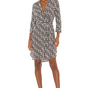 L’agence Stella Dress Womens Small Brown Cream Equestrian Old Money